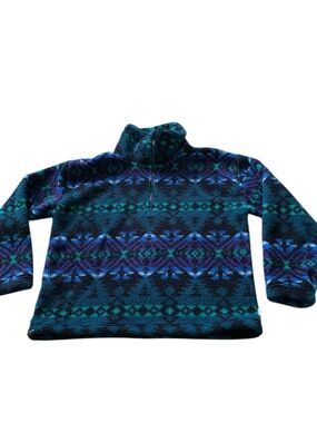 Eddie Bauer 1/4 Zip Aztec Southwestern Sherpa Fleece Pullover